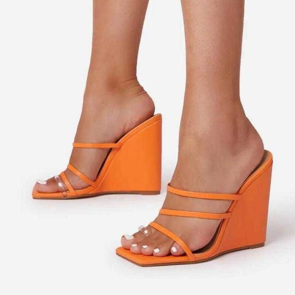 Sandalet Yaz Pompaları Seksi Terlik Ayakkabı Kadın Yüksek Topuklu Lady Mules Ytmtloy Kapalı Kama Zapatillas de Casa House 230417