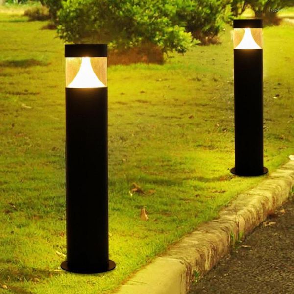 60/80cm Coluna ao ar livre Post Luz de alumínio IP55 Bollard de piso de gramado à prova d'água à prova d'água para decoração do jardim da varanda