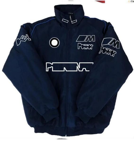 F1 Team Workwear Nova Jaqueta Completa Bordada de Algodão Acolchoado de Corrida Logotipo do Carro Jaquetas Bordadas Completas Estilo Universitário Jaquetas Retro Motocicleta F1