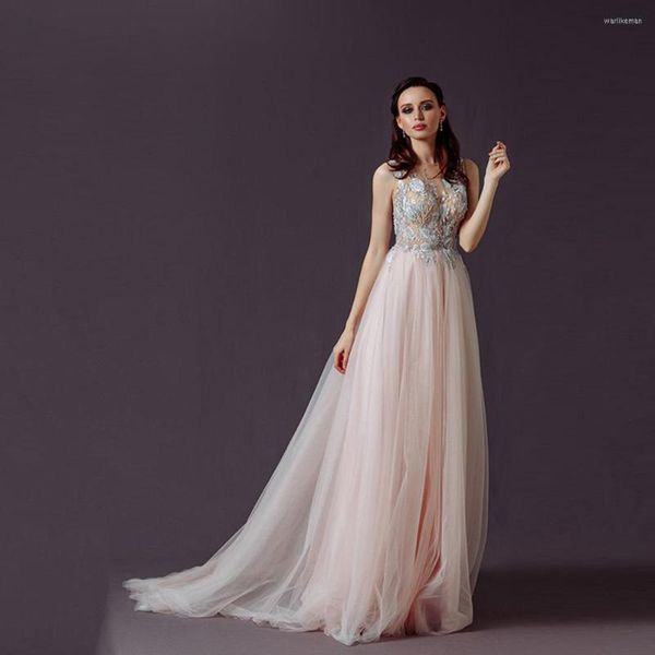 Abiti da festa Matrimonio rosa con applicazioni 2023 Abiti da sposa in tulle con scollo a cuore e scollo a cuore Abito da sposa con corsetto senza maniche