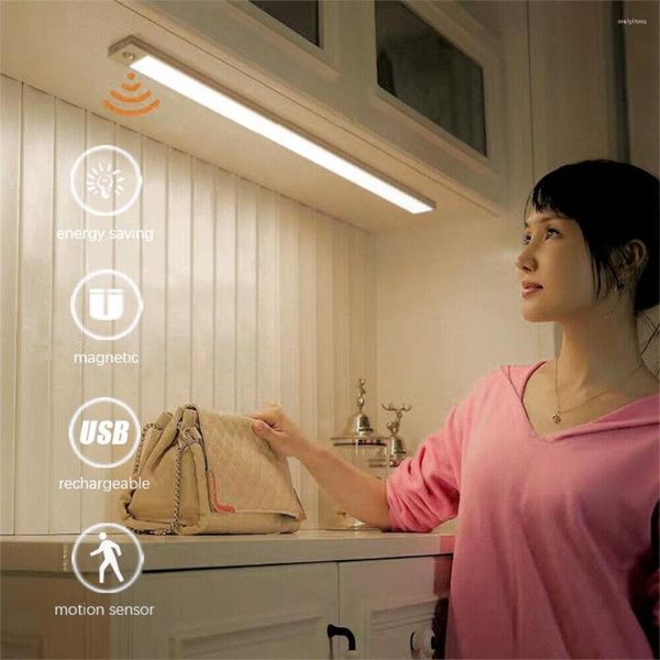 Wandlampen 50/30/20 cm wiederaufladbare Bewegungssensor Nachtlicht Wireless USB Schlafzimmer magnetische LED Garderobe Lampe für Küchenschrank