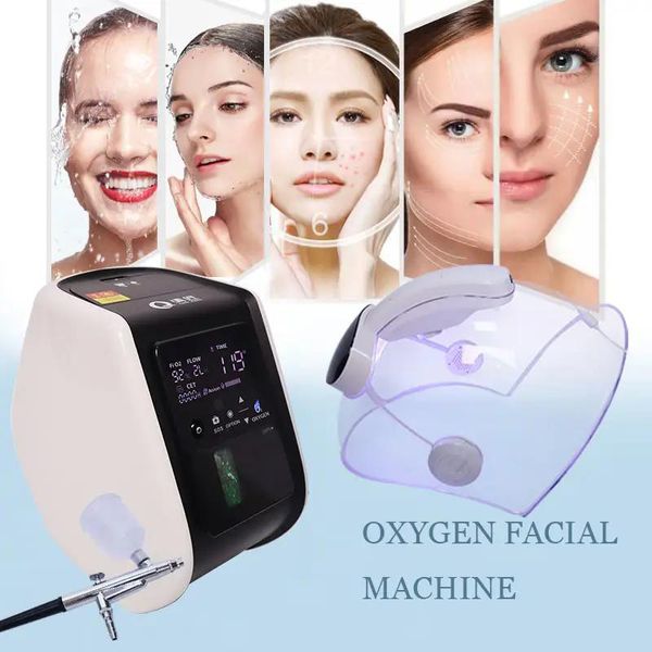 2023 Jet Peel Yüz Cilt Bakımı Oksijen Terapi Maske Kubbesi O2Toderm Oxgen Sprey Jet Peel Oxigen O2 Derm Spa Ultrasonik Jet Oksijen Kubbe LED Işık Yüz Makinesi