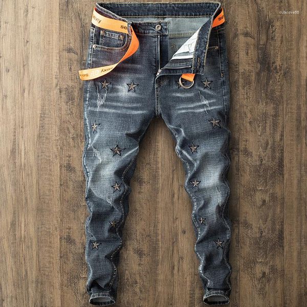 Jeans da uomo autunno pantaloni slim elasticizzati da uomo europei e americani da uomo Y2K High Street Fashion Brand Clothes