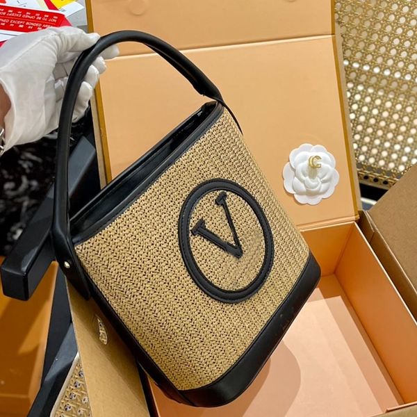 Borsa da spiaggia in paglia intrecciata borsa da donna in rattan casual borsa da donna in vimini intrecciata borsa da donna di grande capacità borsa a secchiello da viaggio portafoglio fy