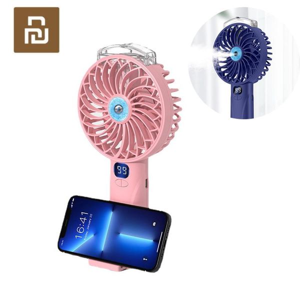 Fans 2022 Neueste Spray Mini Fan Digital Display Handheld Desktop USB Lade Tragbare Silent Lüfter mit Halterung 4000 mAh