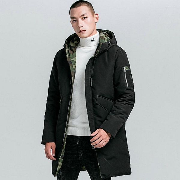 Piumino da uomo 2023 Giacca invernale da uomo con cappuccio Camouflage Hip Hop Streetwear Cappotto caldo Causale Parka Abbigliamento imbottito in cotone