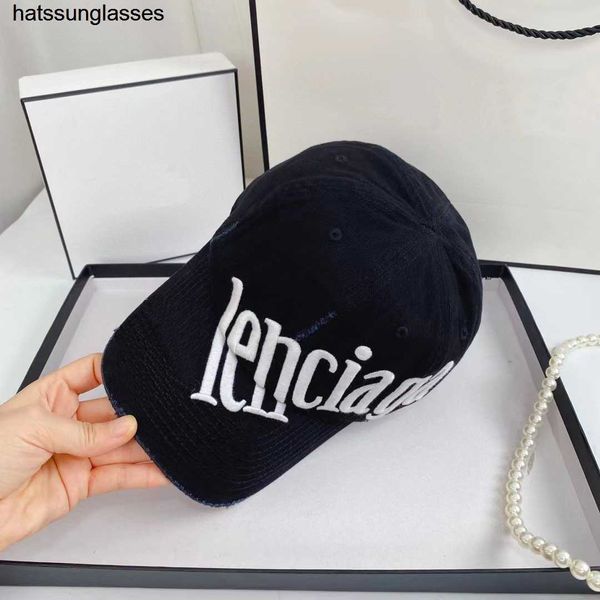 Alta versão B Home Wash Jeans Baseball Cap Ins Simple Letter Bordado Cap