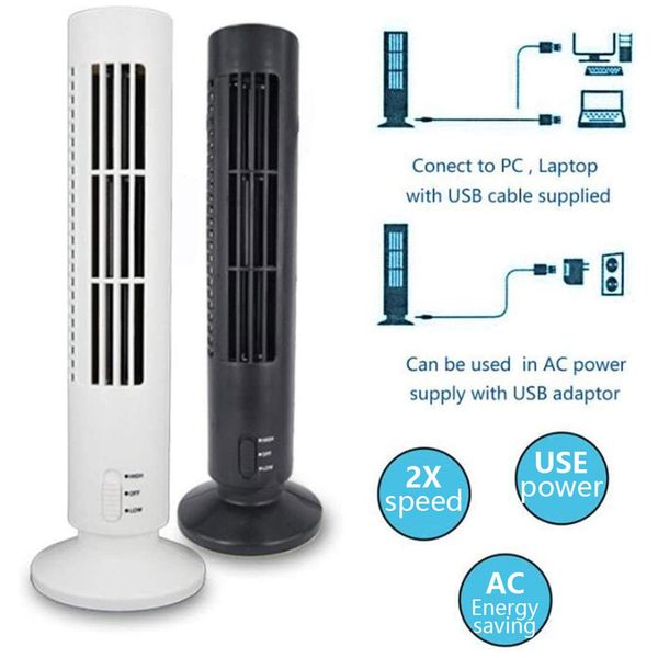 Fans Tragbarer USB-Klimaanlagenventilator, elektrischer vertikaler, blattloser Schreibtisch-Lüfter, voller Controller für Zuhause, Büro, Reisen, Turmventilator