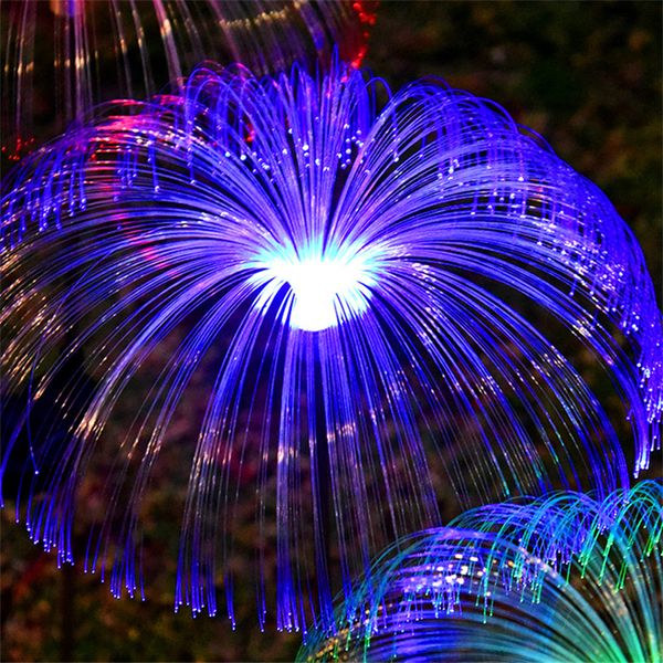 Güneş bahçe ışıkları fiber çim lambası açık denizanası güneş ışıkları fiber, renk gradyan su geçirmez güneş denizanası ışığı bahçe/çim/veranda/avlu/avlu/geçit
