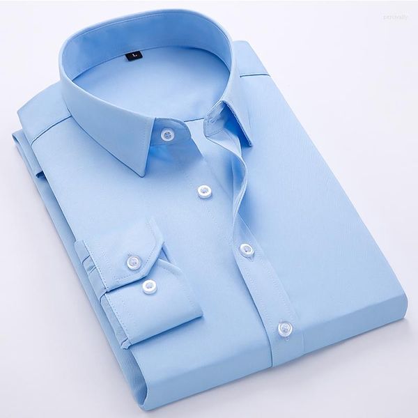 Camicie eleganti da uomo Camicia da uomo con bottoni Colletto Tinta unita Turndown Nero Blu Rosa Navy Bianco Lavoro Casual Manica lunga