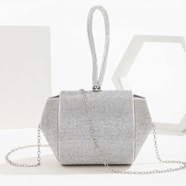 Abendtaschen Silber Farbe Diamanten Damen für Griff Kleine Tageskupplung Strass Hochzeit Party Geldbörse 230427