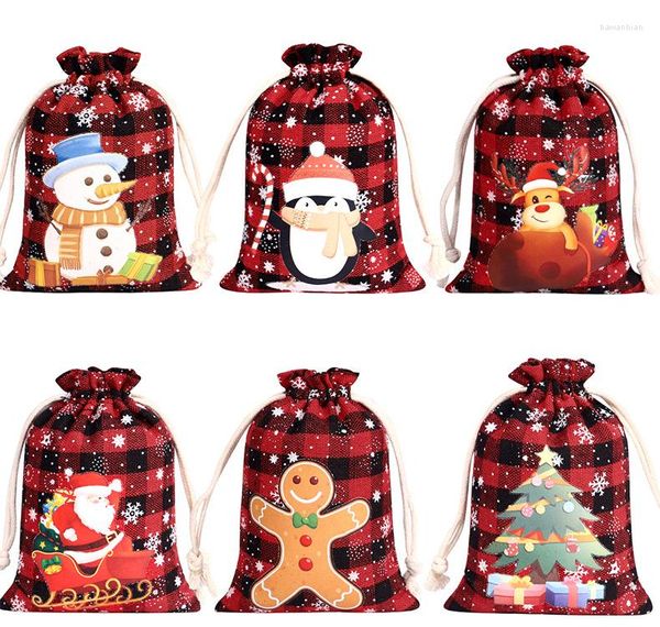 Decorazioni natalizie Merry Plaid Sacchetti regalo Sacchetto di caramelle per la casa Ornamenti natalizi Forniture per feste Navidad Noel 2023