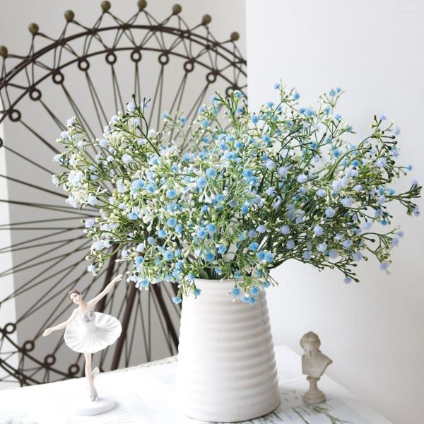 Dekoratif Çiçekler 2 Bunches Plastik Yapay Gypsophila Buket Sahte Oturma Odası Dekorasyon Simülasyonu Çiçek Pembe Babysbreath Bitki