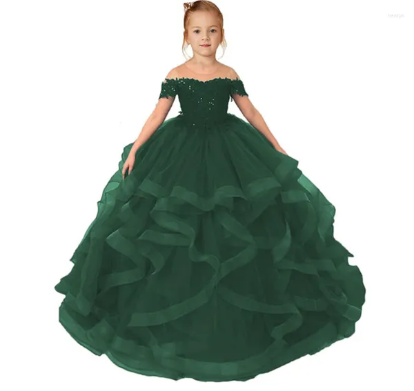 Abiti da ragazza 0-14 anni Abito per bambini per ragazze Matrimonio Tulle Pizzo Elegante Principessa Festa Spettacolo Abito formale Bambini adolescenti