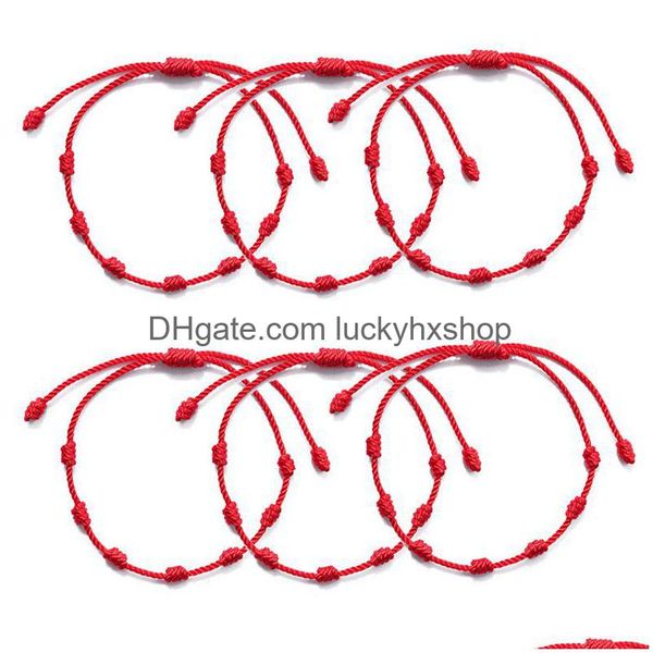 Braccialetti con ciondoli 10 pezzi 7 nodi Bracciale con cordino rosso Protezione Buona fortuna Amet Per successo e prosperità Coppie Amicizia Drop Deliv Dhhuf