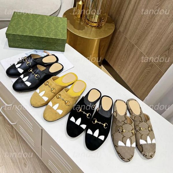 Clover Sandallar Mules Designer Double G Ortak Platform Terlik Kadınlar Slaytlar Klasik Süet Yaz Açık Ayak Tip Sandal Kabartmalı Boyut 35-40