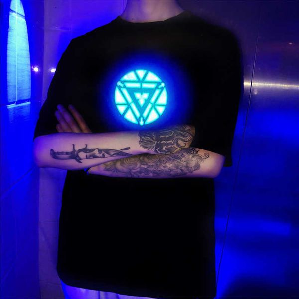 T-shirt maschile uomo reattore Led El Light up Sound Up T-shirt musicale a maniche corte per la famiglia Famiglia a partire da un figlio di figlio Mato