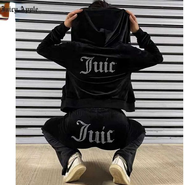 Zweiteilige Damenhose yiciya jui--cy Trainingsanzug Samt Damen Nähanzüge Jogging Outfit Zweiteiliges Set Velours Sweatshirt Hoodie Hosenanzug Damen Y2k P230516