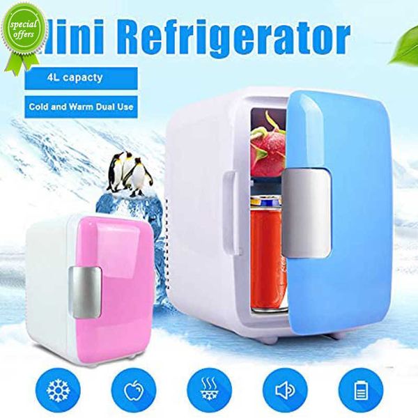 Новый 4L Mini Car Car Fridge Hourt Holrigrator Portable 12V AC/DC Powered Cool Heat Cooler и теплая коробка Home Office автомобиль морозильник