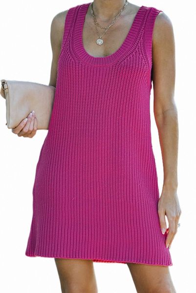 Rose U-Ausschnitt Pullover Weste Minikleid 2023 Hot New M3sp #