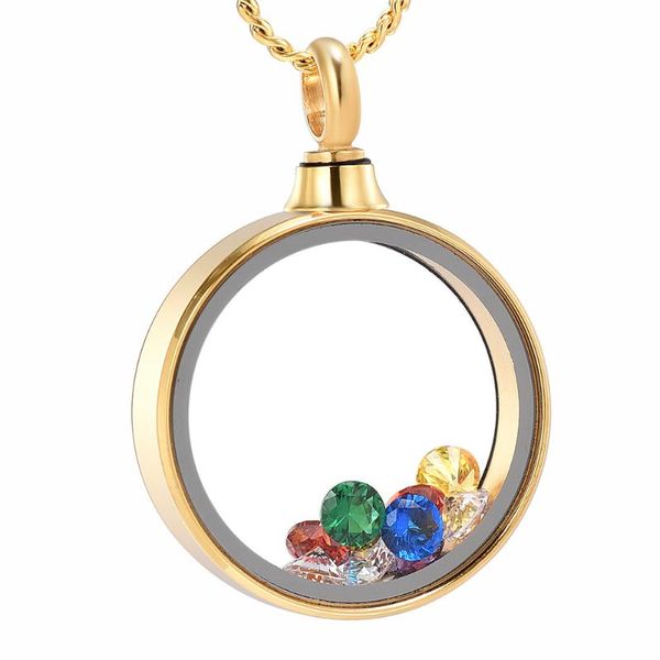 Collane con ciondolo Urne Collana commemorativa Keepsake per le donneVetro tondo con portacenere per gioielli cremazione colorata Birthstone K9889Ciondolo