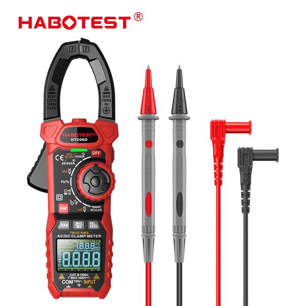 Medidores de grampo Habotest HT208D Medidor de grampo digital 1000A 1000V Multímetro AC DC TRUE RMS AMPERIMETRICA Capacitância Tester de grampo digital 230516