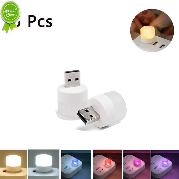 Nuovo 5 pezzi Mini USB Plug Lamp LED Protezione degli occhi Lampada da lettura Computer Mobile Power Ricarica USB Book Lamp Round Night Light