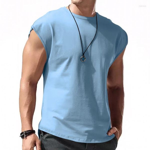 T-shirt da uomo 2023 T-shirt casual da uomo senza maniche O-Collo Vest Baggy Tshirt Tops Estate Tempo libero Sport T-shirt allentata Abbigliamento per uomo