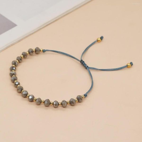 Braccialetto regolabile con catena a corda, braccialetto con ciondoli, gioielli di design alla moda per le donne, braccialetti dell'amicizia con perline di cristallo irregolari