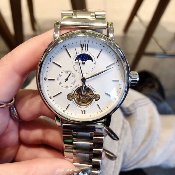 Erkekler klasik saat, lüks saat, otomatik mekanik hareket, tourbillon serisi, 42mm çap, ultra ince turbillon hareketi, ay ile eşleşen