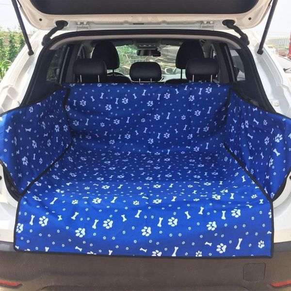 Taşıyıcılar su geçirmez mavi pençe kedi köpek arabası SUV gövde mat oxford kemik ayak evcil hayvan araba koltuk kapaklar evcil hayvanlar için pembe araba gövdesi paspas