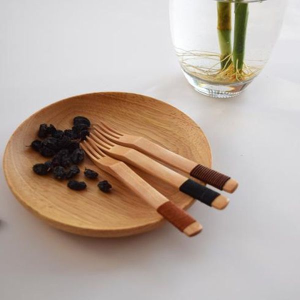 13,5x1,2 cm amichevole forchetta da frutta in legno giapponese forchetta a tre denti forchetta da dessert forchette da dessert in legno regalo posate