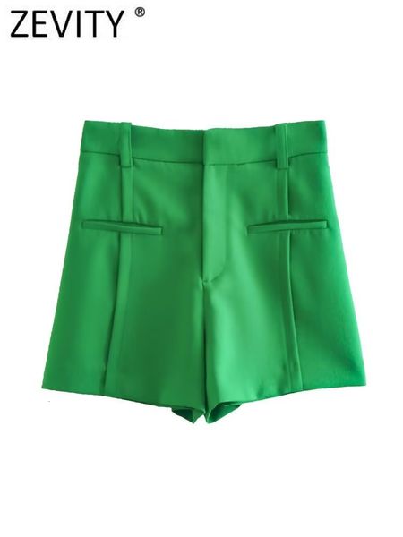 Damen-Shorts ZEVITY Damenmode, hohe Taille, Presse-Design, grüne schlanke Shorts, Bürodame, Reißverschluss-Shorts, schicke Pantalone Cortos P2916 230516