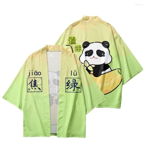 Abbigliamento etnico Cartone animato Panda Banana Stampato Coppia Uomo Donna Cardigan Yukata Kimono Streetwear Tradizionale asiatico