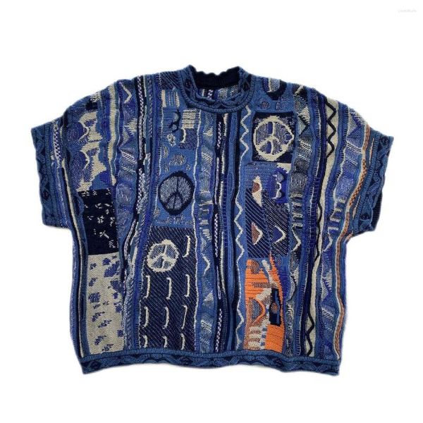 Мужские свитера Kapital Vintage Anti -War Hirata и Hiroshi's Men's Women's Filtover Dellover Свободный жилет с коротким рукавом с коротким рукавом