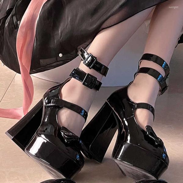 Отсуть обувь 2023 Женщины Мэри Джейнс высокие каблуки Bow Summer Lolita Sandals Fashion Толстые насосы повседневные женщины из кожа Oxford