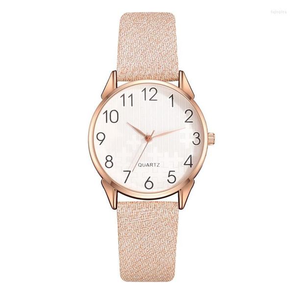 Relógios de pulso fosco de cor de cor leve fita tira de couro Women Women Women Women Fashion Ladies Casual Sala Simple Scale Quartz Feminino Relógio Presentes