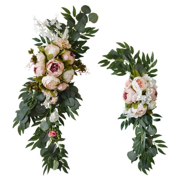 Flores decorativas grinaldas de arco de flor artificial realista Decoração artificial Floral Plant Fake Plant for Wedding Party Wall Cerimônia Decoração de férias 230515