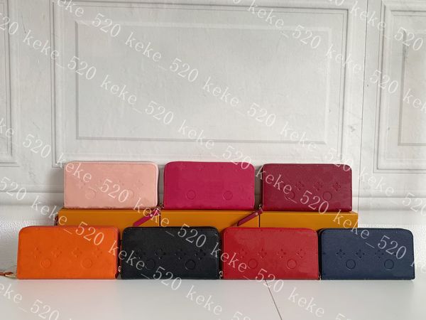 2023 Fashion Flower Embossed Designer Zipper Wallet Men's and Women's Leather Bag High Quality Classic Letter Coin Wallet Original Box Checked Card Holder M60017