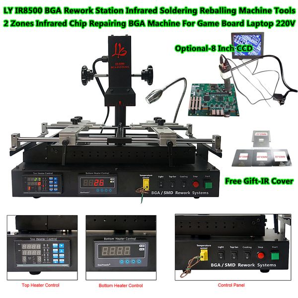 LY IR8500 BGA REWORK ESTAÇÃO DE SOLDA INFRARO DE SOLDA MÁQUICA FERRAMENTAS COM TAPA DE 8 POLADAS CCD 4 PCS IR Optional para reparo de chips