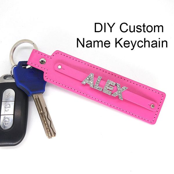 Moda de couro personalizado personalizado nomes de nomes letra Cartocalchain keyring titular de teclado Valentine amor presente