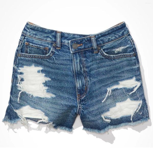 Jeans femininos shorts de jeans Mulheres com cintura alta estirada Jean Causal