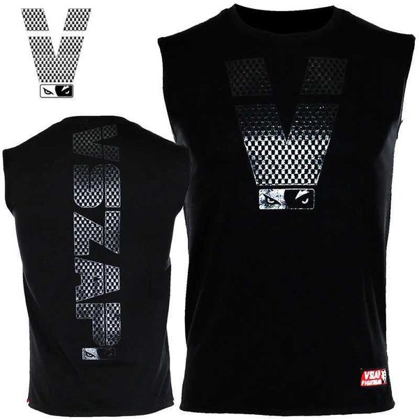 T-shirt da uomo VSZAP Boxe MMA T-shirt senza maniche Fitness Training Gym T Shirt Combat Fighting Wolf Running MUay THai T Shirt J230516