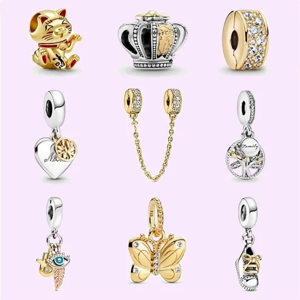 925 Sterling Silber Charms für die Schmuckherstellung für Pandora Dangle Charm Damen Perlen Hochwertiger Schmuck Geschenk Großhandel Gold Clip Spacer Stammbaum Anhänger