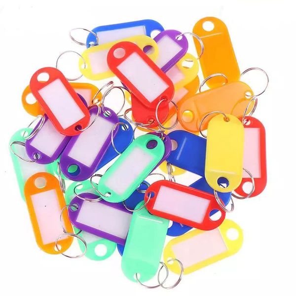 30pcs Multicolor Plastic Keychain Key Fobs Bagagem Id Rótulo Nome das tags com anel dividido para as chaves de bagagem Rings de chave