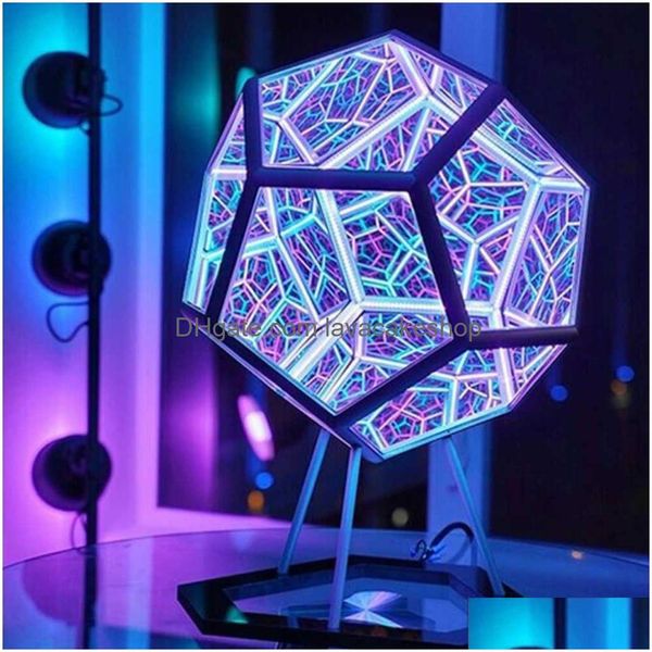 Outra decoração da casa The Trap Orb DIY LED Infinity Dodecaedro de Natal de Halloween decoração espelho criativo Criativo Arte Night Lights H09 DHDJS