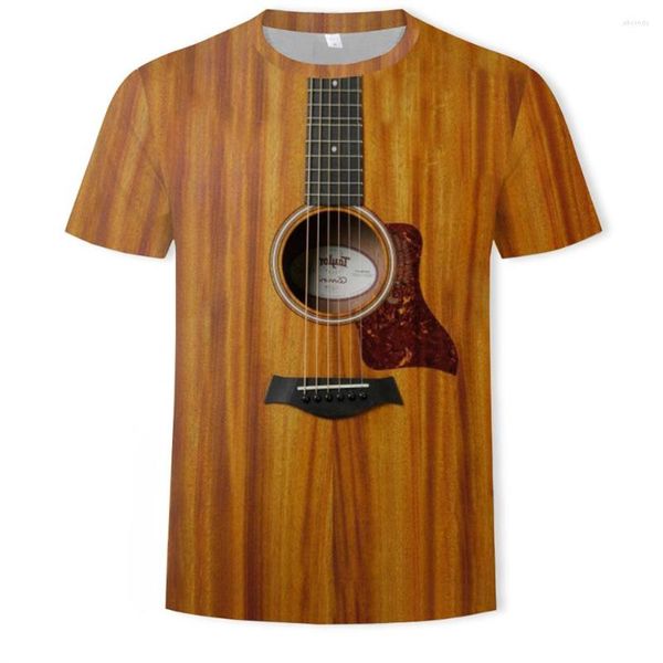 Herren-T-Shirts, Musikinstrumente, Gitarre, 3D-gedruckt, modisch, lässig, Herren- und Damen-T-Shirts, Straße, lockerer Sommer, Hip Hop