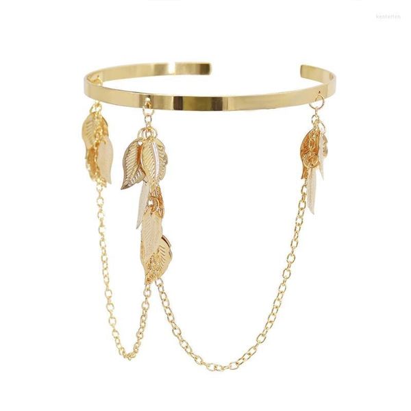 Bracciale Grecia Foglia di metallo oro aperto per le donne Charm Swirl Arm Cuff Bracciale Bracciale largo Donna Dea greca Accessori per gioielliBangle Kent22