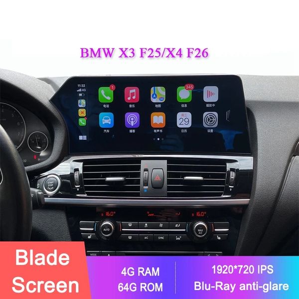 12.3 -дюймовый экран Blu -ray Android Car Radio Stereo Multimedia Player для BMW X3 F25 X4 F26 2011 - 2018 CIC NBT Autoradio GPS