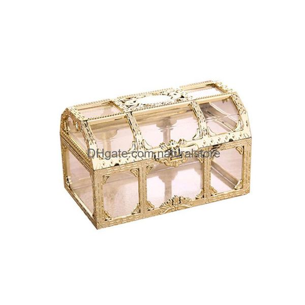 Mücevher Kutuları Vintage Şeffaf Saklama Kutusu Şeker Biblo Tutucu Organizatör Konteyner Bırakma Dağıtım Ekranı OTLFD